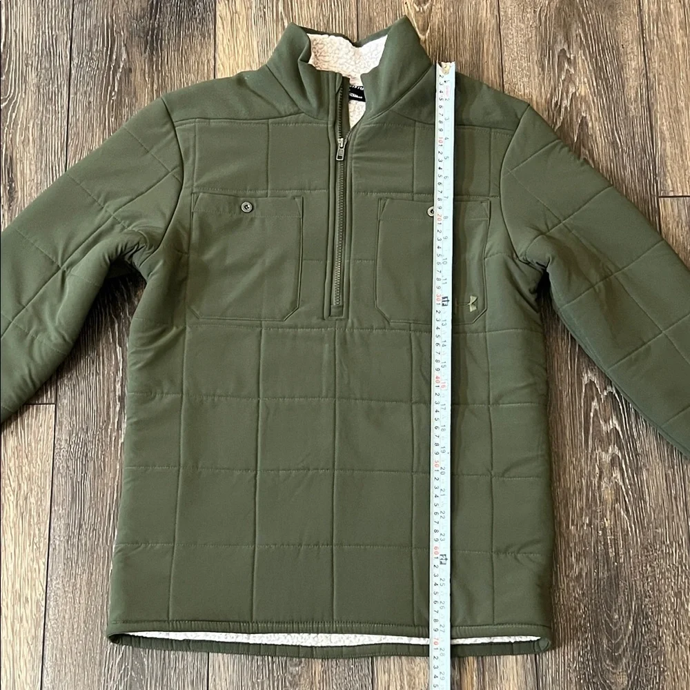 Under Armour Coldgear Loose Green Quarter-Zip Sherpa Lined Pullover Mens Small